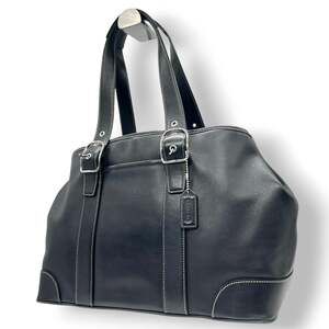 Coach tote bag, handbag, leather, black, 7582, men's and women's, size s74